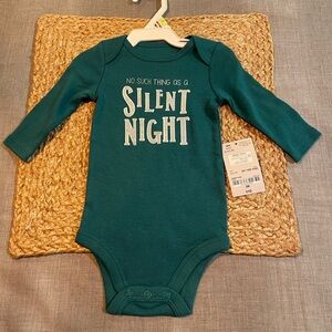 NWT long sleeve onesie “No Such Thing As A Silent Night”